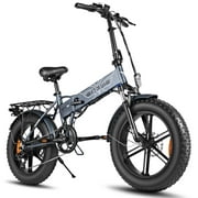 Angle View: ENGWE 20 Inch 750W Folding Electric Snow Bicycle Power Assist Moped E Bike 12.8AH 60-80km for Commuting Traveling