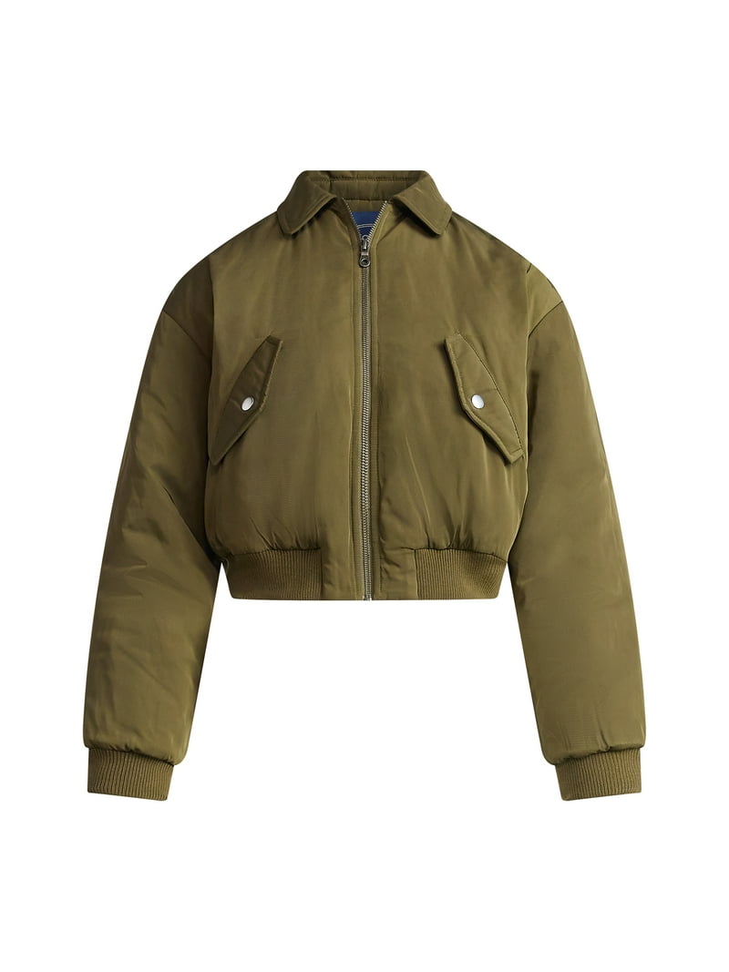 Scoop Women's Cropped Bomber Jacket, Midweight, Sizes XS-XXL