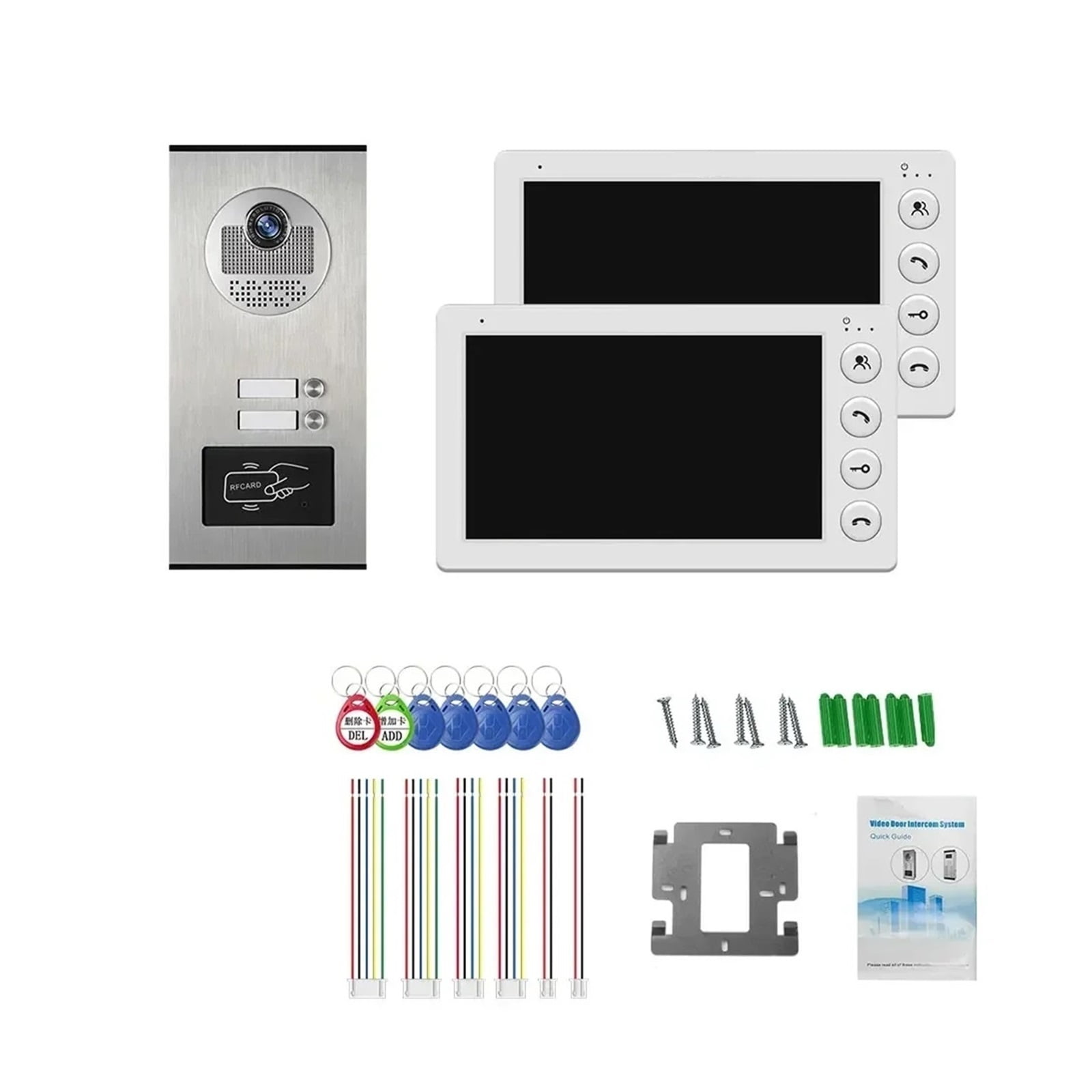 2/3/4 Unit Multi Apartments Intercom Video Doorbell With RFID Card Unlock 7inch 4Wired Video Door Phone System ,Crystal-Clear 2K