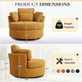 thumbnail image 2 of FFH Swivel Chair with Metal Base, 42" Oversized Chenille Lounge Chair, Comfy Accent Chair Armchair for Living Room, Bedroom, Yellow, 2 of 8