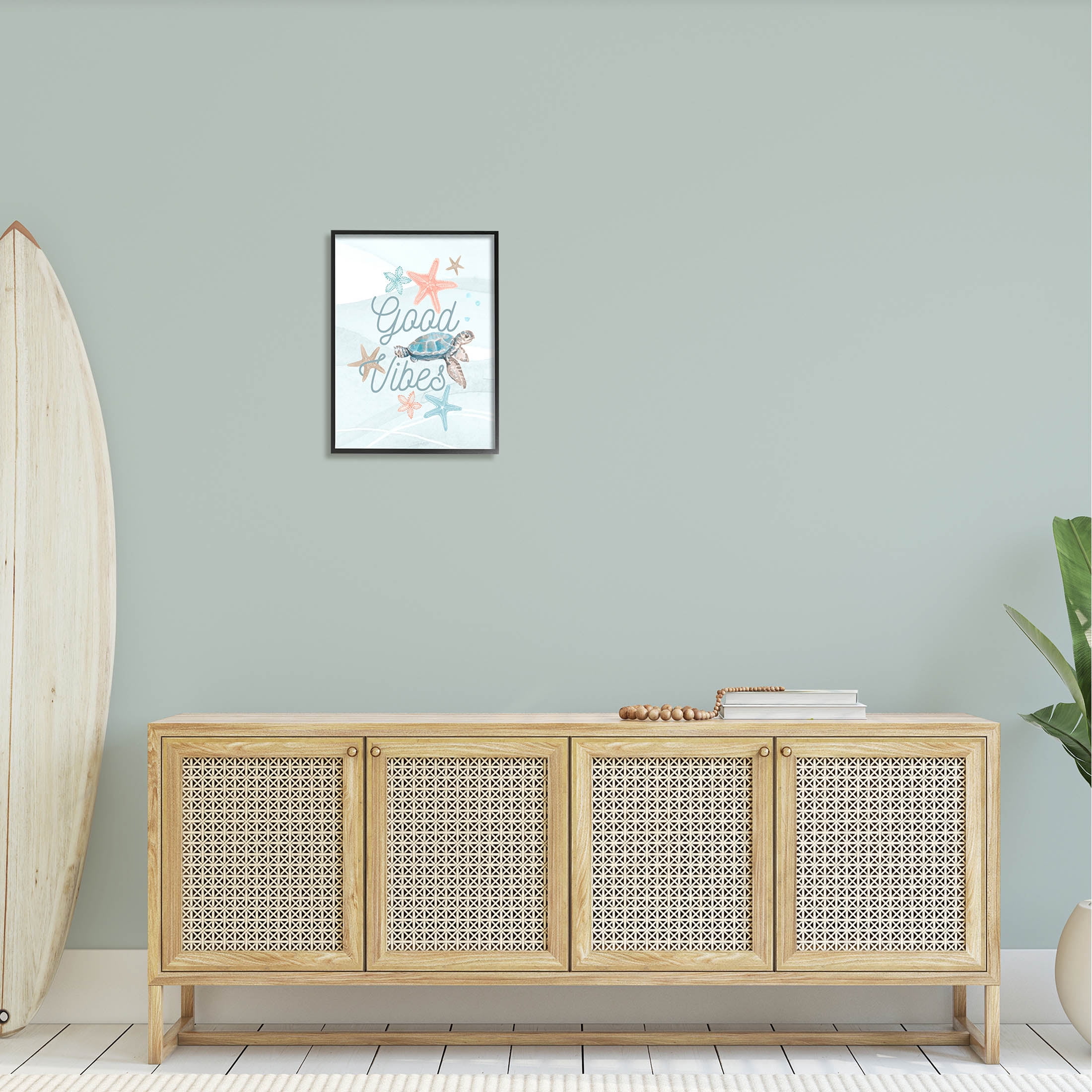 Good Vibes Underwater Sea Life Animals & Insects Graphic Art Black Framed Art Print Wall Art