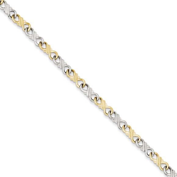 10k Two Tone Gold Chain Charm Bracelet Fancy