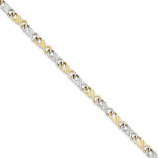 10k Two Tone Gold Chain Charm Bracelet Fancy