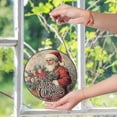 thumbnail image 6 of Vintage Santa With Basket Suncatcher, Stained Glass Style UV Printed Glass, Traditional Christmas Holiday Gift, Round, 6 of 8