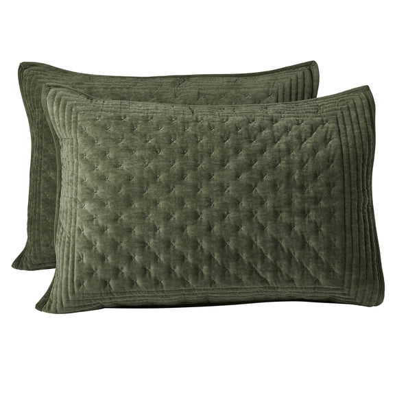 Better Homes & Gardens Tufted Matte Velvet Pillow Shams, Standard, Emerald Green, 2 Pack
