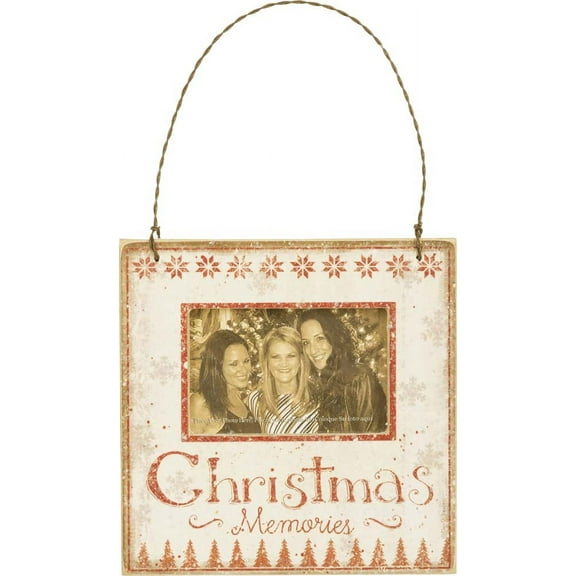 Primitives By Kathy 4.50In Christmas Memories Ornament/ Picture Frame, Wood, Snowflakes Trees 36059
