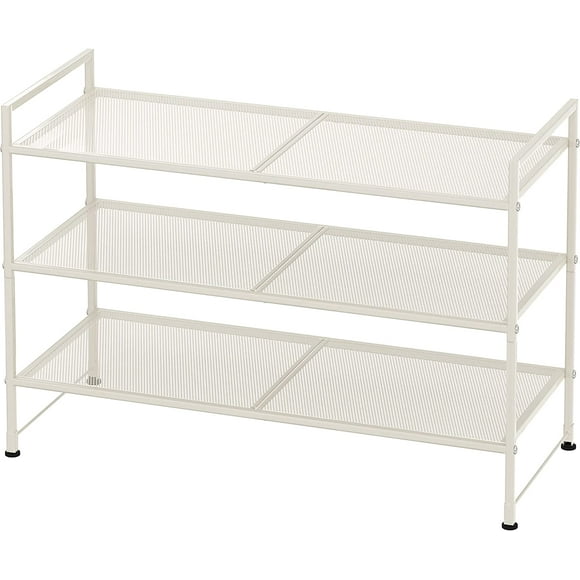 AIR-SimpleHouseware 3-Tier Stackable Mesh Shoe Racks with Shelves for 9 Pairs of Shoes Storage, White