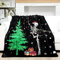 Christmas Skeleton Throw Blanket 50"x60" Soft Cozy Sugar Skull Fluffy Warm Halloween Blanket Gothic Spooky Gifts for Women Men Bed Couch Sofa