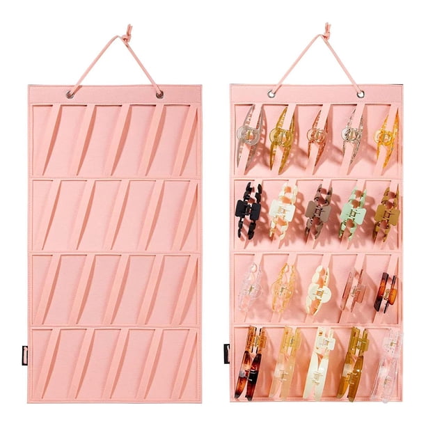 Pinzas para el cabello, colgador de almacenamiento, organizador de lazos para el cabello para niñas, gran capacidad, pinza para el cabello para niñas, rosa CUTICAT Titular de lazo de pelo