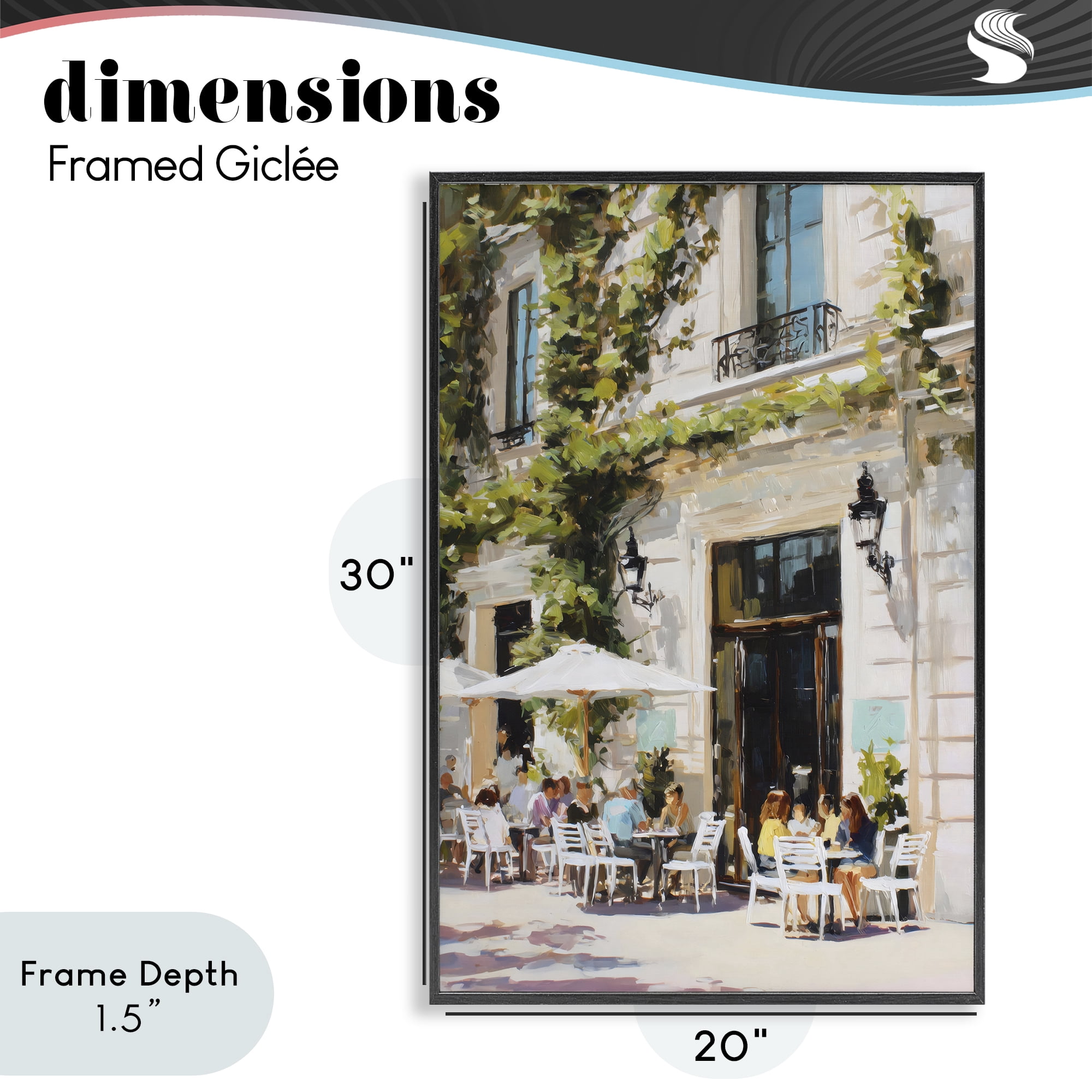 Stupell Industries Streetside Cafe Terrace with Ivy Black Framed Giclee Art, design by Petal Prints Design