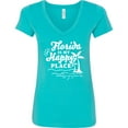 thumbnail image 3 of Inktastic Florida is My Happy Place with Palm Trees Women's V-Neck T-Shirt, 3 of 5
