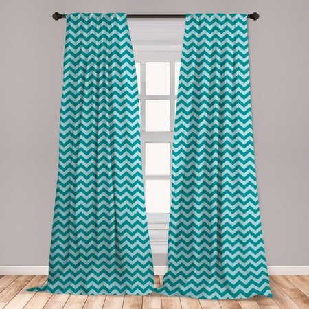 Teal Color Bedroom Ideas Chevron Curtains 2 Panels Set, Zigzags in Sea Colors Ocean Waves Nautical Theme Sailboat Design Sea Breeze, Window Drapes for Living Room Bedroom, Teal Pale Blue, by Ambesonne ()