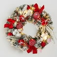 thumbnail image 5 of 11.8'' Pre-Lit Christmas Wreath for Front Door with Lights, Large Lighted Outdoor Christmas Wreath with Pink Gold Xmas Balls & Bow for Home Porch Fireplace Window Holiday Wall Decor(Red), 5 of 6