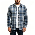 thumbnail image 2 of TKKCS Mens Long Sleeve Button Down Shirts- Layering Casual Midweight Turn Down Collar Flannel Jacket Shirt Navy Size S, 2 of 8