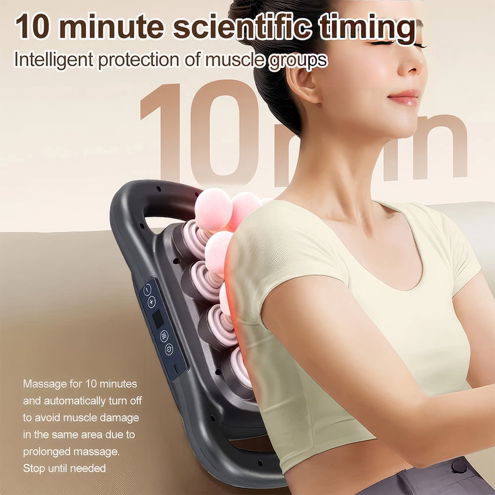 16-Head Deep Tissue Massage Gun Set, 9 Modes & 9 Intensity Levels, Percussion Muscle Massager with Light Therapy, Smart Timing & USB-C Charging for Back/Shoulders/Legs/Waists Pain Relief