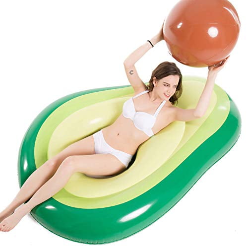 Inflatable Avocado Pool Float Floatie with Ball Water Fun Large Blow Up Summer B 