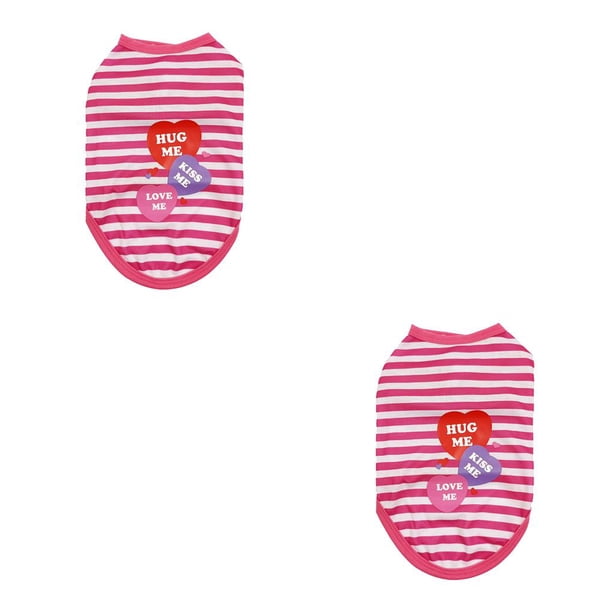 Methold Chalecos a rayas en forma de corazón para mascotas, camisetas con absorción de sudor, ropa para cachorros medianos, disfraces de mano de obra Rosa roja METRO 2piezas Methold CBP347588