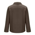 thumbnail image 5 of WREESH Fashion Winter Jacket Men'S Casual Trend Woolen-Breasted Solid Color Long-Sleeved Hoodless Casual Coat/Jacket Brown, 5 of 6