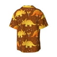 thumbnail image 2 of KLL Dinosaurs and Leaves Print Men's Shirt Short Sleeve Button Down Summer Cuba Beach Shirts- Small, 2 of 7