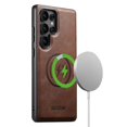 thumbnail image 2 of SUTENI G5 For Samsung Galaxy S22 Ultra 5G Case Compatible with MagSafe Cowhide Texture Leather Back, 2 of 5