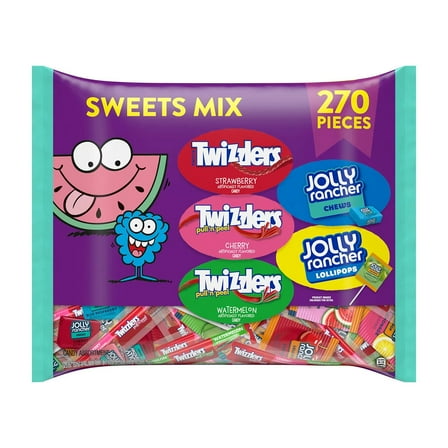 JOLLY RANCHER & TWIZZLERS Sweets Mix, Fruit Flavored Candy, Fun Size, 270 Pieces