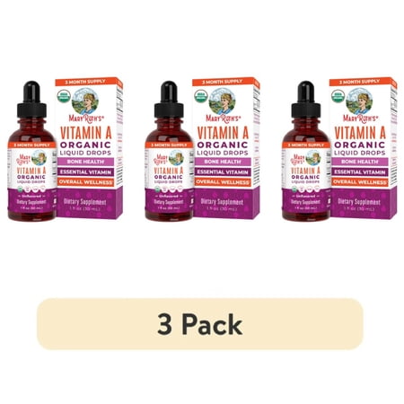 (3 pack) MaryRuth's Organic Vitamin A Liquid Drops Vegan Gluten-Free for Bone and Skin Health 1-Count 1 fl oz 90 Servings