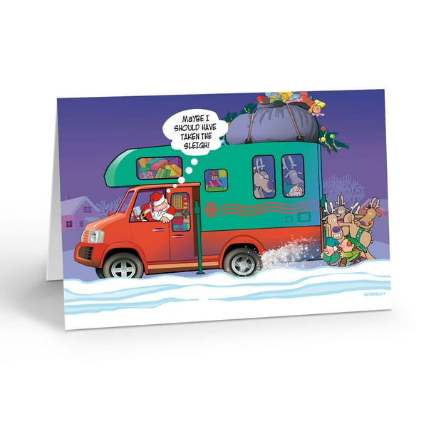 Santa Stuck in his RV Christmas Card - 5" x 7" Christmas Card - 18
