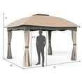 thumbnail image 3 of Gymax Patio 12' x 10' Canopy Heavy Duty Steel Gazebo Double Vented Outdoor Brown, 3 of 10