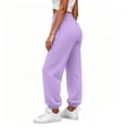 thumbnail image 5 of Women's Jogger Pants, Elastic Waist Solid Casual Pants with Side Pockets, Running Fitness Workout Wear, Womens Joggers | VerBelle,Purple L, 5 of 8