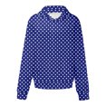 thumbnail image 4 of Women's Polka Dot Print Drawstring Hooded Sweatshirt with Pocket, Soft Breathable Long Sleeve Casual Pullover for Spring Autumn Streetwear, Beach Vacations and Daily Fashion Blue L, 4 of 6