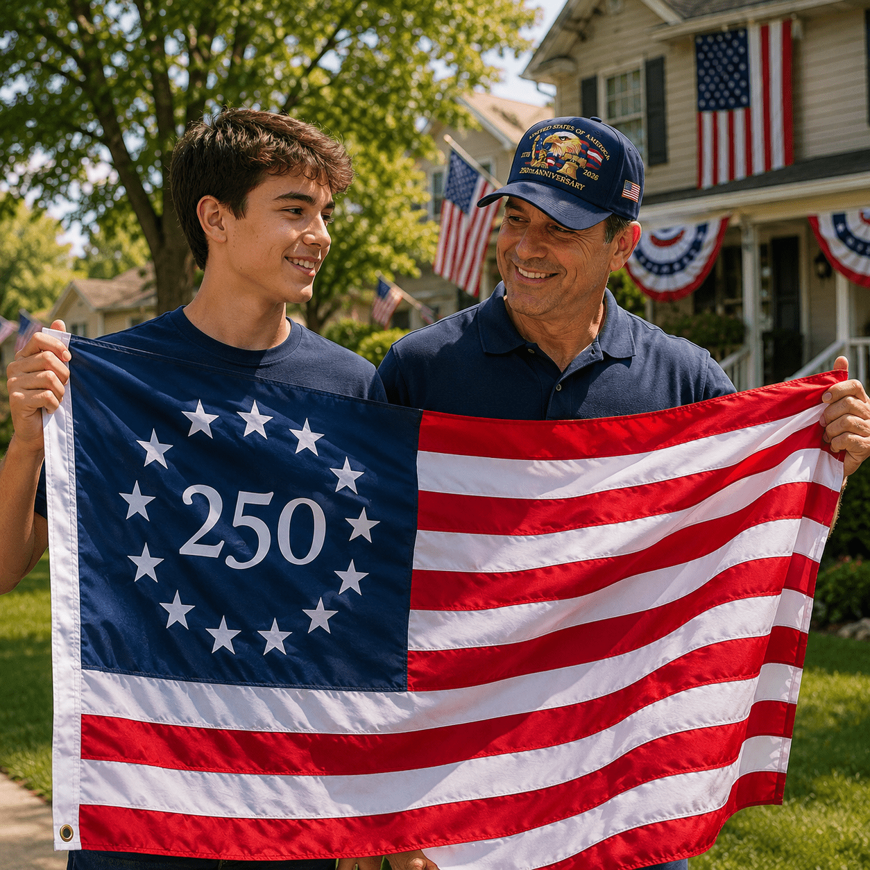 USA 250th Anniversary Flag 3x5 Ft, 1776–2026 Semiquincentennial Printed Polyester Outdoor Banner, American Patriotic Celebration Decor Flag