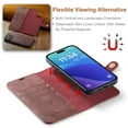 thumbnail image 7 of ELEHOLD Case For iPhone 16 , 2-in-1 Vintage Leather Wallet Case Magnetic Detachable Flip Folio Stand Slim Cover with Card Slots For iPhone 16,Red, 7 of 7