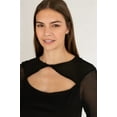 thumbnail image 3 of Long Sleeve Twist Front Mesh Top - Women's Black Sheer Sleeve, 3 of 4