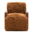 thumbnail image 2 of Furniture of America Birma Modern Faux Fur Ultra Soft Long Haired Accent Chair, Camel Brown, 2 of 12