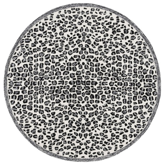SAFAVIEH Metro Drew Animal Area Rug, Black/Ivory, 6' x 6' Round