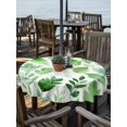 thumbnail image 2 of Outdoor Tablecloths with Umbrella Hole & Zipper, Green Leaves Round Tablecloth 54 Inch, Spring Plants Rustic Botanical Pastoral Waterproof Table Cloth, Patio/Pool/Picnic Table Covers, 2 of 8