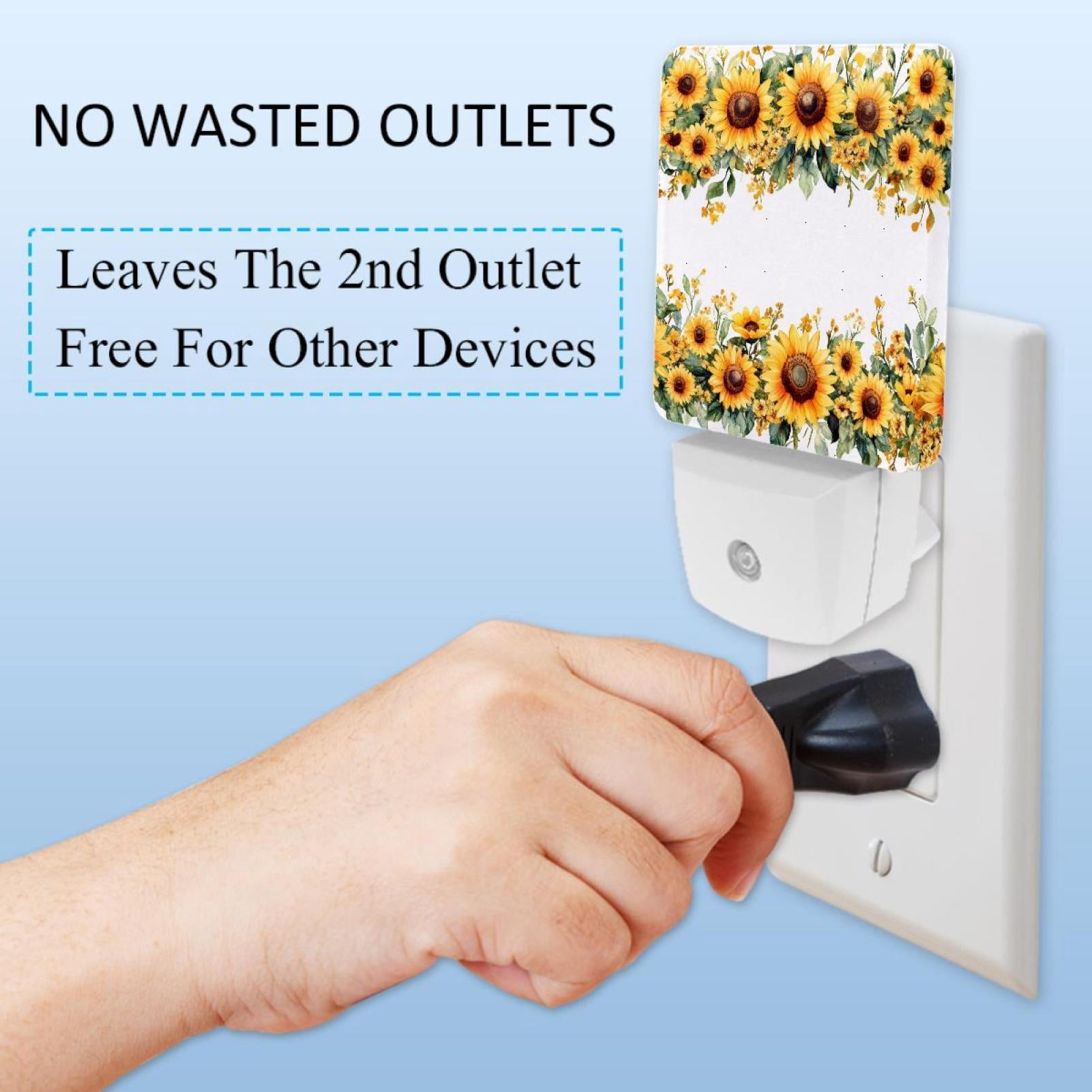 PhooArto Flower Sunflower Pattern Plug in LED Night Light Auto Sensor Dusk to Dawn Decorative Night for Bedroom, Bathroom, Kitchen, Hallway, Stairs, Baby's Room, Energy Saving