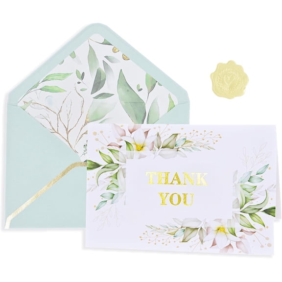 60 Pack Floral Thank You Cards with Envelopes and Stickers, Flower Greeting Blank Cards bulk for Wedding, Birthday, Baby Shower, Bridal Shower, All Occasion 4 x 6 inches