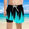 thumbnail image 2 of SGMVNU Boys Swim Trunks with Compression Liner Tropical Print Bathing Suit Beach Swimsuit Tween Kids Swim Shorts, 3-4 Years, HJ1-Blue, 2 of 4