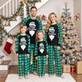 thumbnail image 2 of Christmas Family Pajamas Matching Set Long Sleeve Letters Print Top Green Plaid Pants Loungewear, 2 of 7