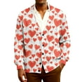 thumbnail image 2 of QHRMKOG Cardigan Sweaters for Men Romantic Valentine's Day Heart Cardigans Print Loose Fit Long Sleeve V Neck Button Up Cardigan Sweaters Fashion Ribbed Knited Sweater White XL, 2 of 7