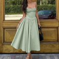 thumbnail image 4 of vigerkar Sleeveless Corset Dress for Women 2025 Elegant Spaghetti Strap Midi Dress Flowy Pleated Hem Low Cut Prom Dresses Green, M, 4 of 6