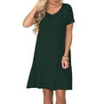 thumbnail image 2 of ANYJOIN Women's Summer Casual Dresses V Neck Short Sleeve Swing Dress with Pockets, 2 of 5