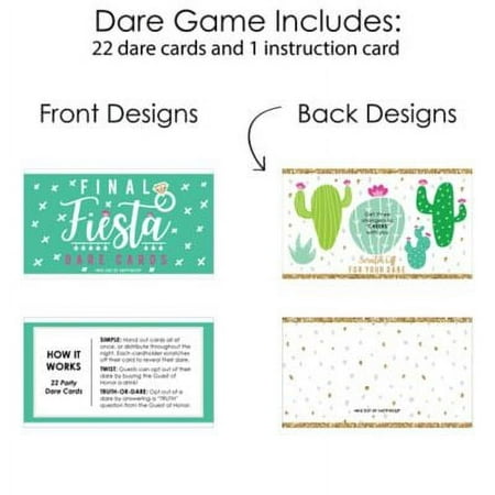 Big Dot of Happiness Final Fiesta - Last Fiesta Bachelorette Party Game Scratch Off Dare Cards - 22 Count