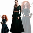 thumbnail image 2 of FeiKong Conjunto de disfraz de princesa Mérida valiente para mujer adulta, vestido y cinturón, prenda de película, vestido de fiesta de cosplay, 2 of 5
