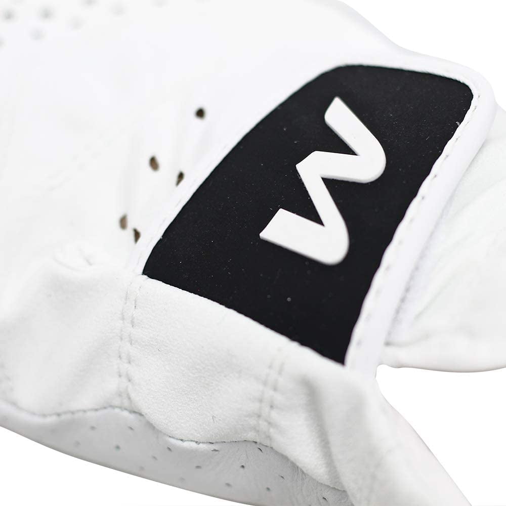 Majek Golf Mens Pro Tour White Cabretta Leather Golf Gloves Comfort Fit Breathable Ventilation for Maximum Feel - 6 Pack (XX Large, Wears on Left Hand)