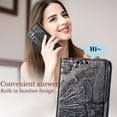 thumbnail image 5 of Designed for Samsung Galaxy A54 5G Case Wallet,Women Flip Folio Cover with Butterfly Emboss PU Leather Stand Credit Card Holders Slots Wrist Strap Protective Phone Case for Samsung A54 5G (Black), 5 of 7