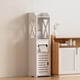 thumbnail image 4 of Gabinete de almacenamiento para baño, gabinete de piso para baño blanco, organizador independiente con puerta y estante abierto para baño, cocina, sala de estar, espacio estrecho, estante de almacenam, 4 of 8