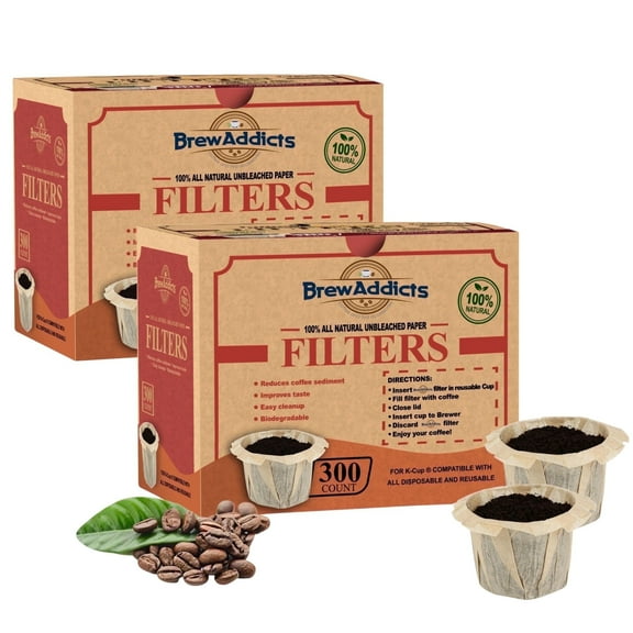 Brew Addicts Unbleached Paper Coffee Filters for Keurig Machines - 600 Count