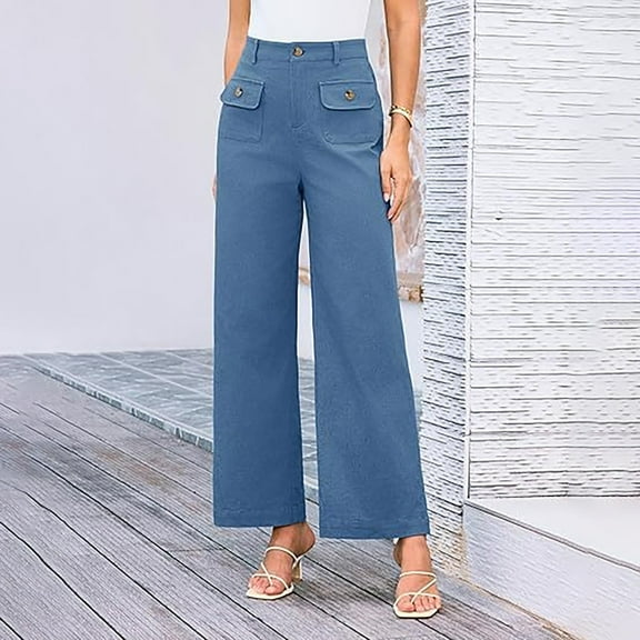 SIYUDAN Womens Trousers Casual Womens Pants Blue Adult Work Pants Women Women'S Lounge Pants High Waisted Trousers With Pockets Summer Pants For Women 2025
